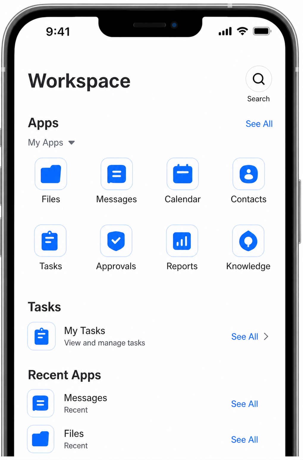 Mobile workspace interface